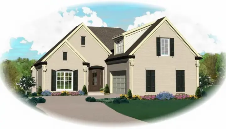 European house plans 6-1358 - front exterior, 2,063 sq ft, 3 bed, 2 bath house plans | Monster House Plans