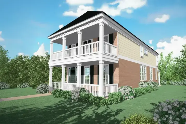 Southern Colonial house plans 6-136 - front exterior, 2,092 sq ft, 3 bed, 2 bath house plans | Monster House Plans