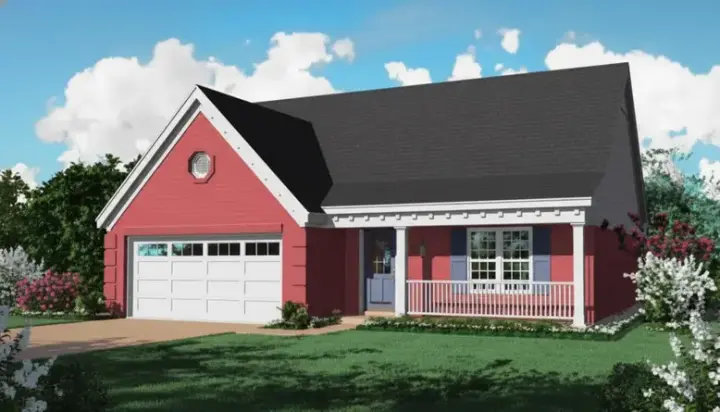 Country house plans 6-137 - front exterior, 1,473 sq ft, 3 bed, 2 bath house plans | Monster House Plans
