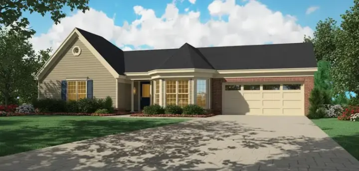 Traditional house plans 6-1371 - front exterior, 1,498 sq ft, 3 bed, 2 bath house plans | Monster House Plans