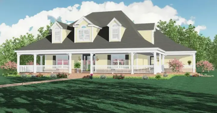 Country house plans 6-1397 - front exterior, 2,512 sq ft, 3 bed, 2 bath house plans | Monster House Plans