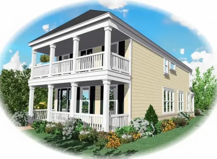 Southern Colonial house plans 6-140 - front exterior, 2,040 sq ft, 3 bed, 2 bath house plans | Monster House Plans