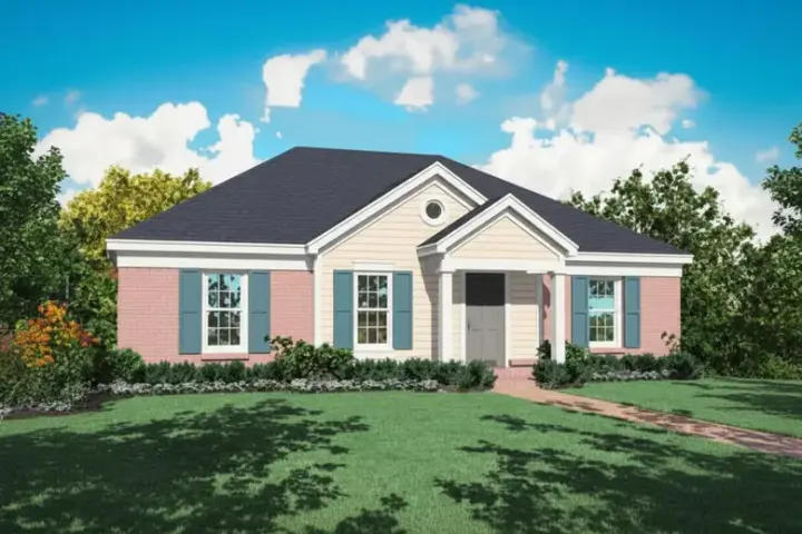 Traditional house plans 6-141 - front exterior, 1,095 sq ft, 3 bed, 2 bath house plans | Monster House Plans