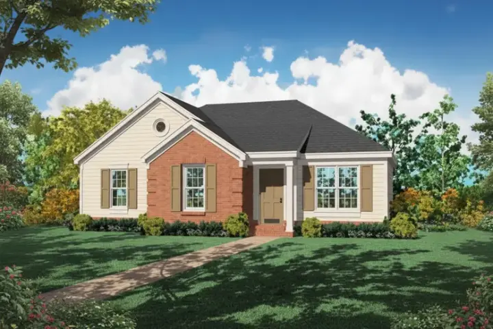 Traditional house plans 6-142 - front exterior, 1,067 sq ft, 3 bed, 2 bath house plans | Monster House Plans