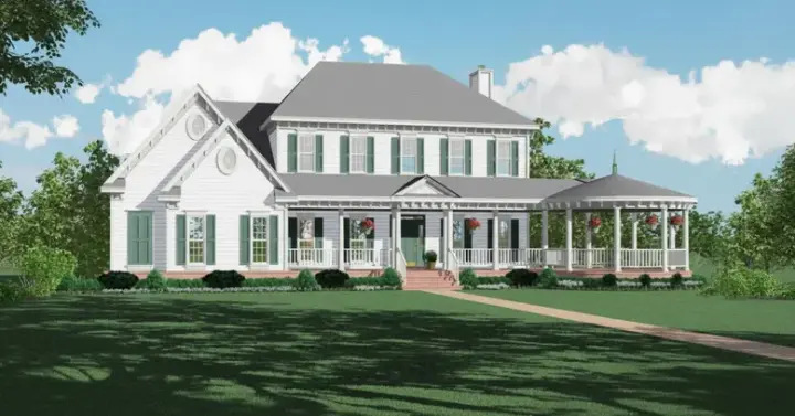 Southern Colonial house plans 6-1506 - front exterior, 3,541 sq ft, 4 bed, 3 bath house plans | Monster House Plans