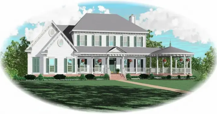 Southern Colonial house plans 6-1507 - front exterior, 3,996 sq ft, 4 bed, 3 bath house plans | Monster House Plans