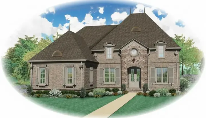 French Country house plans 6-1524 - front exterior, 3,783 sq ft, 5 bed, 4 bath house plans | Monster House Plans
