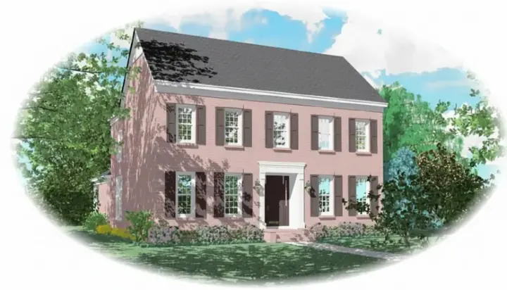 Early American house plans 6-1528 - front exterior, 3,602 sq ft, 4 bed, 4 bath house plans | Monster House Plans