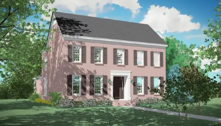 Early American house plans 6-1529 - front exterior, 3,075 sq ft, 4 bed, 3 bath house plans | Monster House Plans