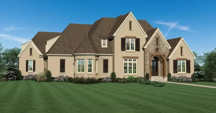 European house plans 6-1575 - front exterior, 5,243 sq ft, 5 bed, 3 bath house plans | Monster House Plans