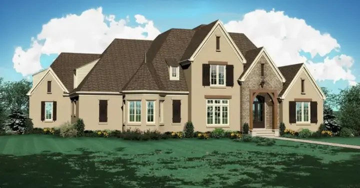 European house plans 6-1576 - front exterior, 4,062 sq ft, 5 bed, 3 bath house plans | Monster House Plans