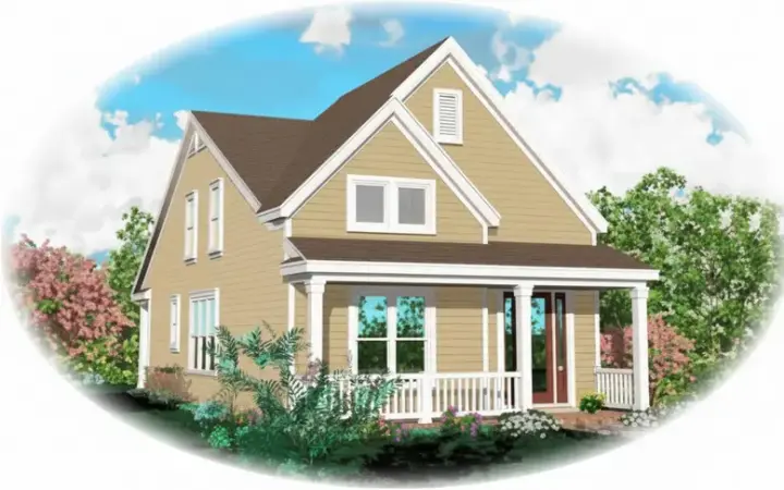 Country house plans 6-159 - front exterior, 1,826 sq ft, 4 bed, 2 bath house plans | Monster House Plans