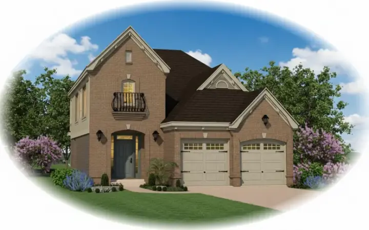 European house plans 6-1631 - front exterior, 2,030 sq ft, 4 bed, 2 bath house plans | Monster House Plans