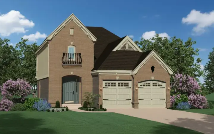 European house plans 6-1632 - front exterior, 2,029 sq ft, 4 bed, 2 bath house plans | Monster House Plans