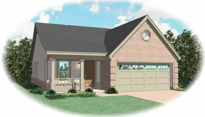 Traditional house plans 6-1634 - front exterior, 1,254 sq ft, 3 bed, 2 bath house plans | Monster House Plans