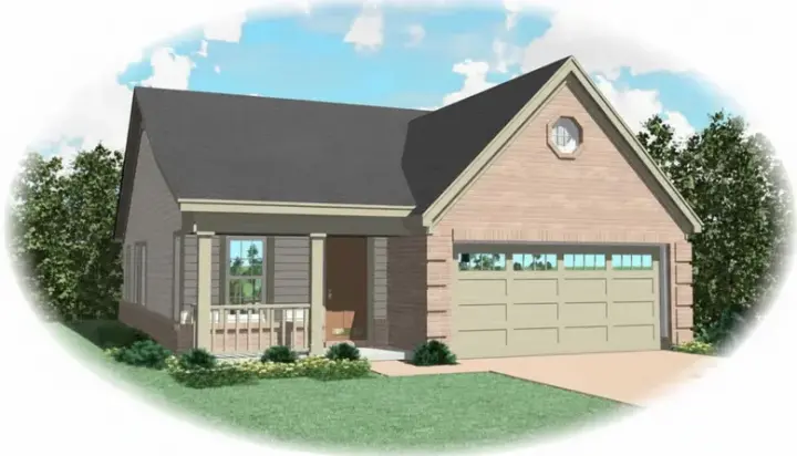 Traditional house plans 6-1635 - front exterior, 1,253 sq ft, 3 bed, 2 bath house plans | Monster House Plans