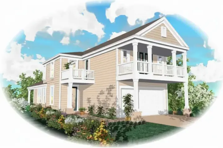 Southern Colonial house plans 6-164 - front exterior, 1,738 sq ft, 3 bed, 2 bath house plans | Monster House Plans
