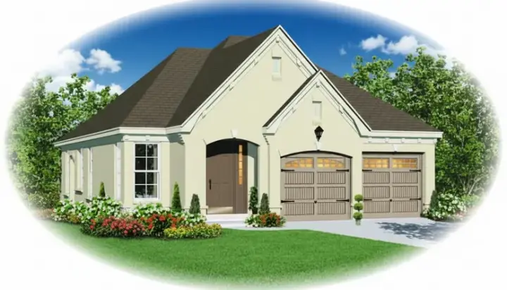 European house plans 6-1641 - front exterior, 1,355 sq ft, 3 bed, 2 bath house plans | Monster House Plans