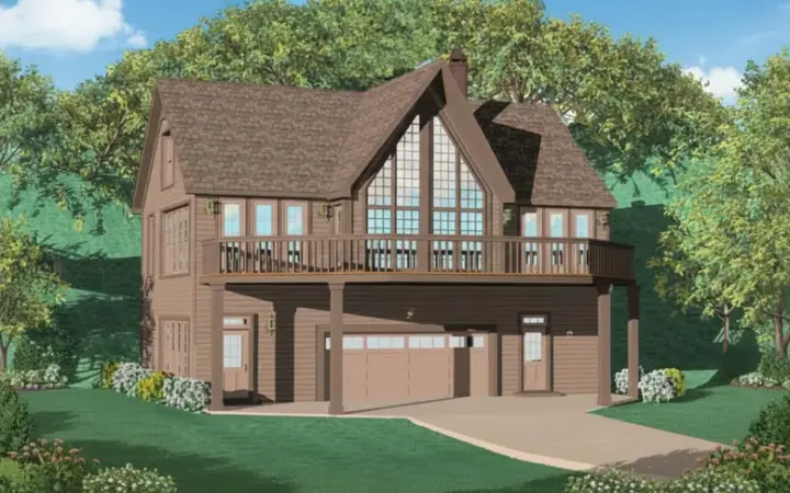 Contemporary house plans 6-1665 - front exterior, 1,851 sq ft, 2 bed, 2 bath house plans | Monster House Plans