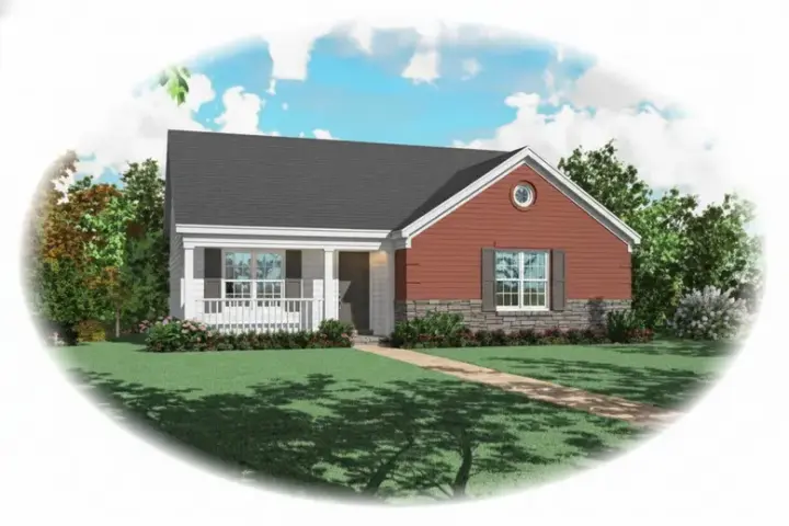 Traditional house plans 6-167 - front exterior, 1,146 sq ft, 3 bed, 2 bath house plans | Monster House Plans