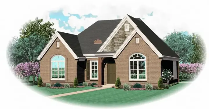 European house plans 6-1685 - front exterior, 1,583 sq ft, 2 bed, 2 bath house plans | Monster House Plans
