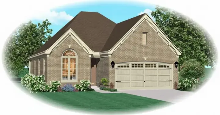European house plans 6-1686 - front exterior, 1,540 sq ft, 3 bed, 2 bath house plans | Monster House Plans