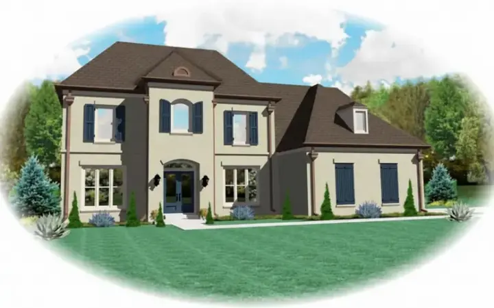 European house plans 6-1723 - front exterior, 3,126 sq ft, 4 bed, 2 bath house plans | Monster House Plans