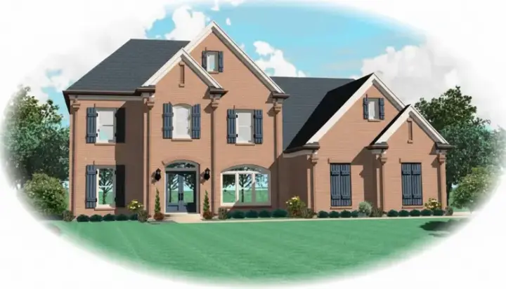 European house plans 6-1725 - front exterior, 2,457 sq ft, 4 bed, 2 bath house plans | Monster House Plans