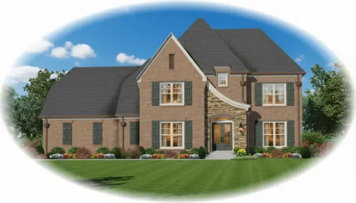 European house plans 6-1729 - front exterior, 2,613 sq ft, 4 bed, 2 bath house plans | Monster House Plans
