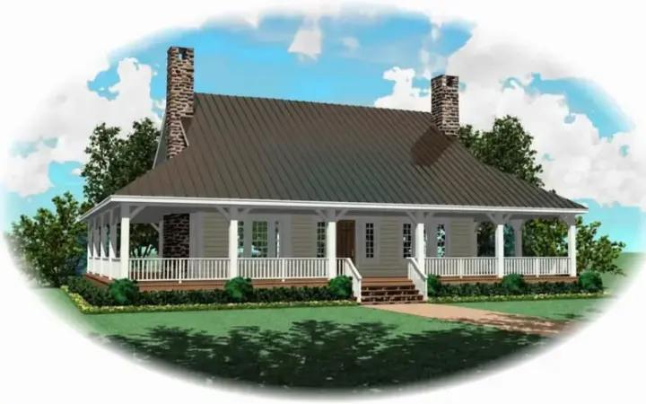 Country house plans 6-1732 - front exterior, 2,667 sq ft, 3 bed, 2 bath house plans | Monster House Plans