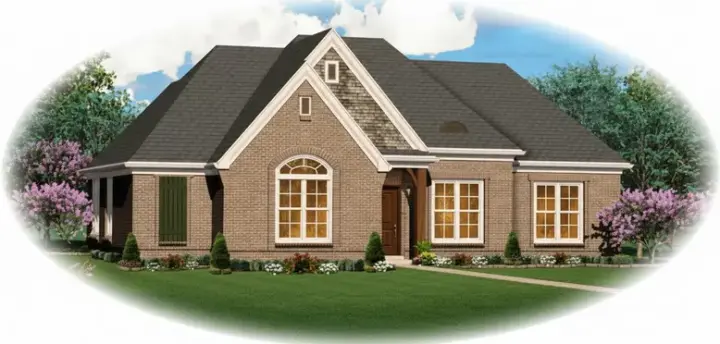 European house plans 6-1737 - front exterior, 1,779 sq ft, 3 bed, 2 bath house plans | Monster House Plans