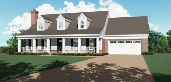Country house plans 6-174 - front exterior, 2,044 sq ft, 3 bed, 2 bath house plans | Monster House Plans