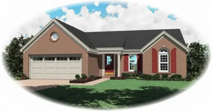 Traditional house plans 6-175 - front exterior, 1,199 sq ft, 3 bed, 2 bath house plans | Monster House Plans