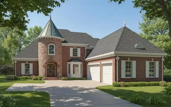 European house plans 6-1834 - front exterior, 4,000 sq ft, 4 bed, 4 bath house plans | Monster House Plans