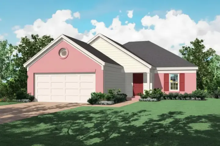 Ranch house plans 6-184 - front exterior, 1,292 sq ft, 3 bed, 2 bath house plans | Monster House Plans
