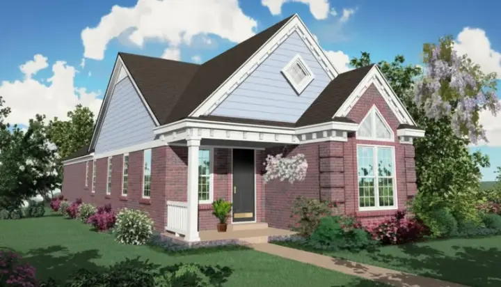 European house plans 6-189 - front exterior, 1,213 sq ft, 2 bed, 2 bath house plans | Monster House Plans