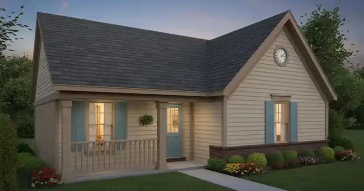 Country house plans 6-1921 - front exterior, 1,039 sq ft, 3 bed, 2 bath house plans | Monster House Plans