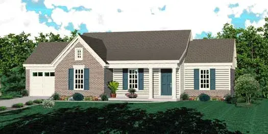 Traditional house plans 6-1923 - front exterior, 1,044 sq ft, 2 bed, 2 bath house plans | Monster House Plans