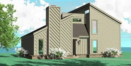 Contemporary house plans 6-1933 - front exterior, 1,641 sq ft, 3 bed, 2 bath house plans | Monster House Plans