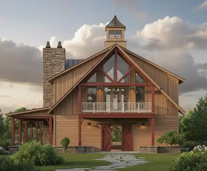 Barndominium house plans 6-1938 - front exterior, 2,523 sq ft, 2 bed, 2 bath house plans | Monster House Plans