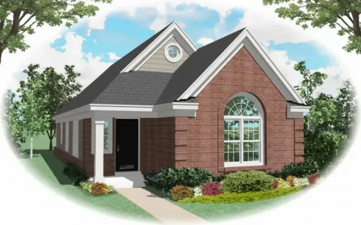 European house plans 6-194 - front exterior, 1,255 sq ft, 3 bed, 2 bath house plans | Monster House Plans