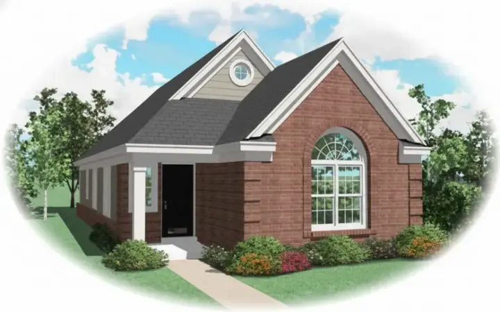 European house plans 6-195 - front exterior, 1,271 sq ft, 3 bed, 2 bath house plans | Monster House Plans