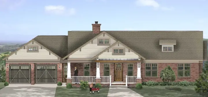 Craftsman house plans 6-1969 - front exterior, 2,361 sq ft, 3 bed, 2 bath house plans | Monster House Plans
