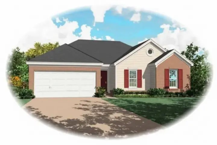 Traditional house plans 6-199 - front exterior, 1,266 sq ft, 3 bed, 2 bath house plans | Monster House Plans