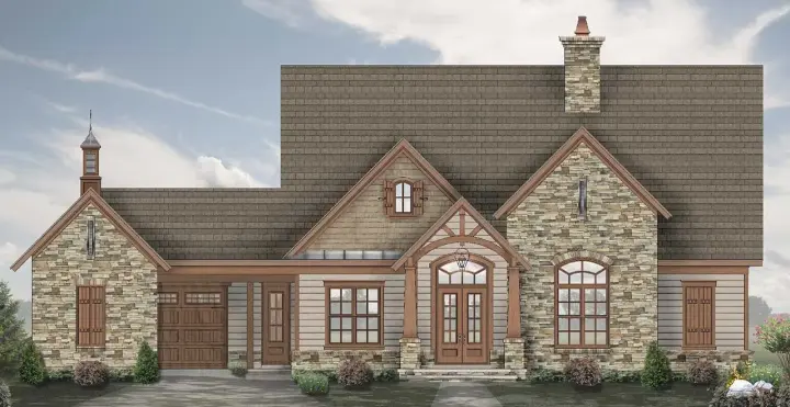 European house plans 6-1998 - front exterior, 3,600 sq ft, 4 bed, 4 bath house plans | Monster House Plans