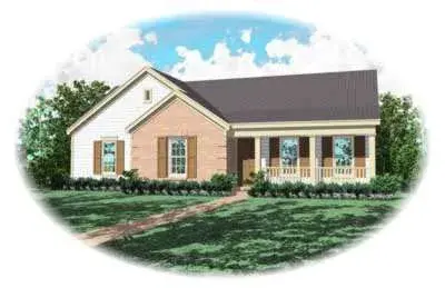 Ranch house plans 6-200 - front exterior, 1,281 sq ft, 3 bed, 2 bath house plans | Monster House Plans