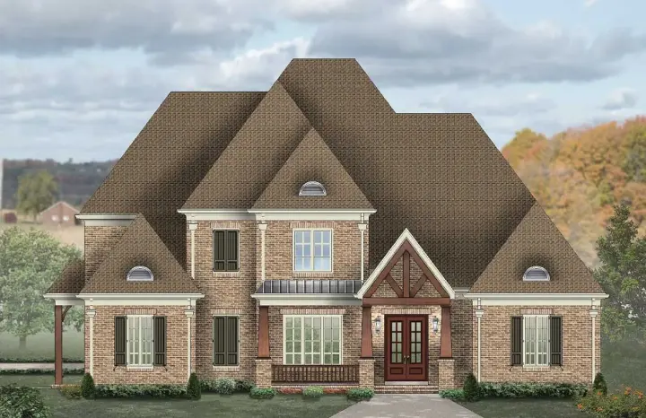 French Country house plans 6-2012 - front exterior, 4,612 sq ft, 4 bed, 4 bath house plans | Monster House Plans