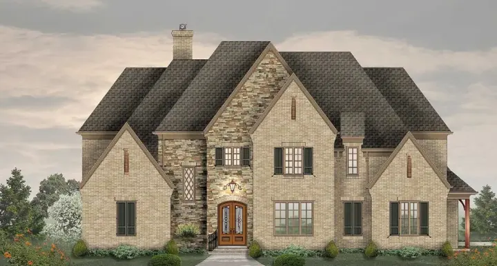 French Country house plans 6-2014 - front exterior, 5,521 sq ft, 5 bed, 6 bath house plans | Monster House Plans