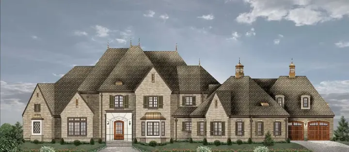 French Country house plans 6-2018 - front exterior, 7,127 sq ft, 3 bed, 4 bath house plans | Monster House Plans