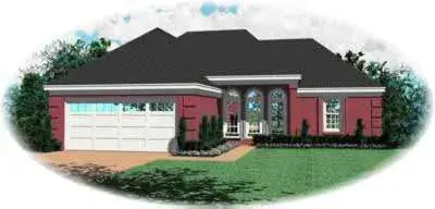 European house plans 6-220 - front exterior, 1,302 sq ft, 3 bed, 2 bath house plans | Monster House Plans